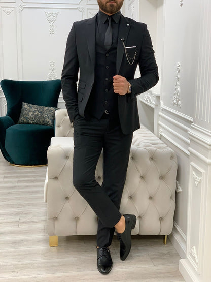 Lance Black Slim Fit Suit - Versatile Three-Piece Ensemble for Any Occasion