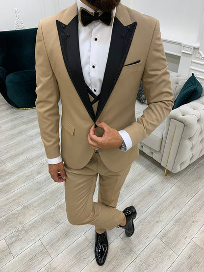 Lazio Golden Slim Fit Peak Lapel Tuxedo for Distinct Elegance