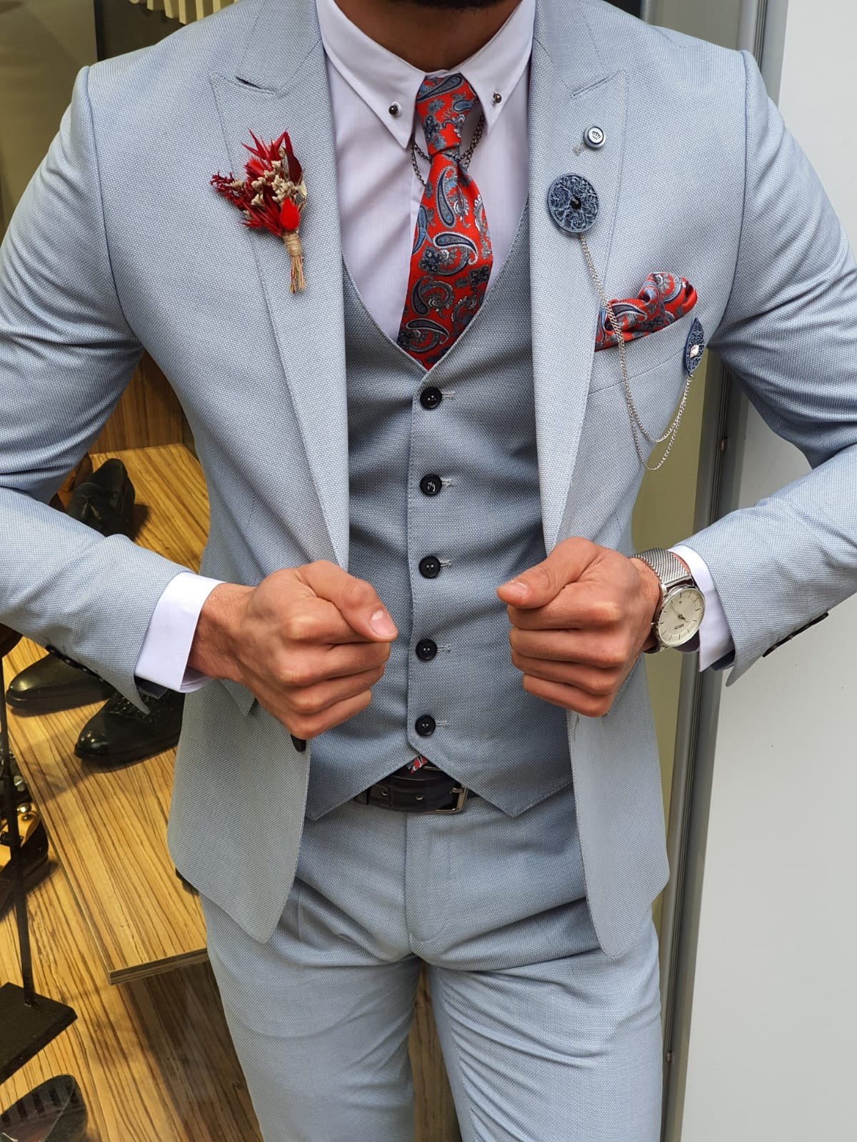 Olympia Blue Slim Fit Suit – The Perfect Choice for Every Occasion brabion