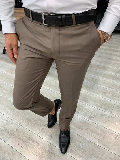 Eros Brown Slim Fit Wool Suit - Elevate Your Style BOJONI