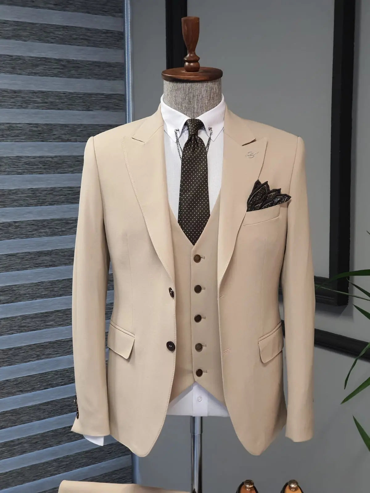 Bristol Beige Slim Fit Cotton Suit - Versatile Elegance for Every Occasion brabion