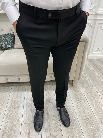 Black Italian Style Slim Fit Trousers for Every Occasion