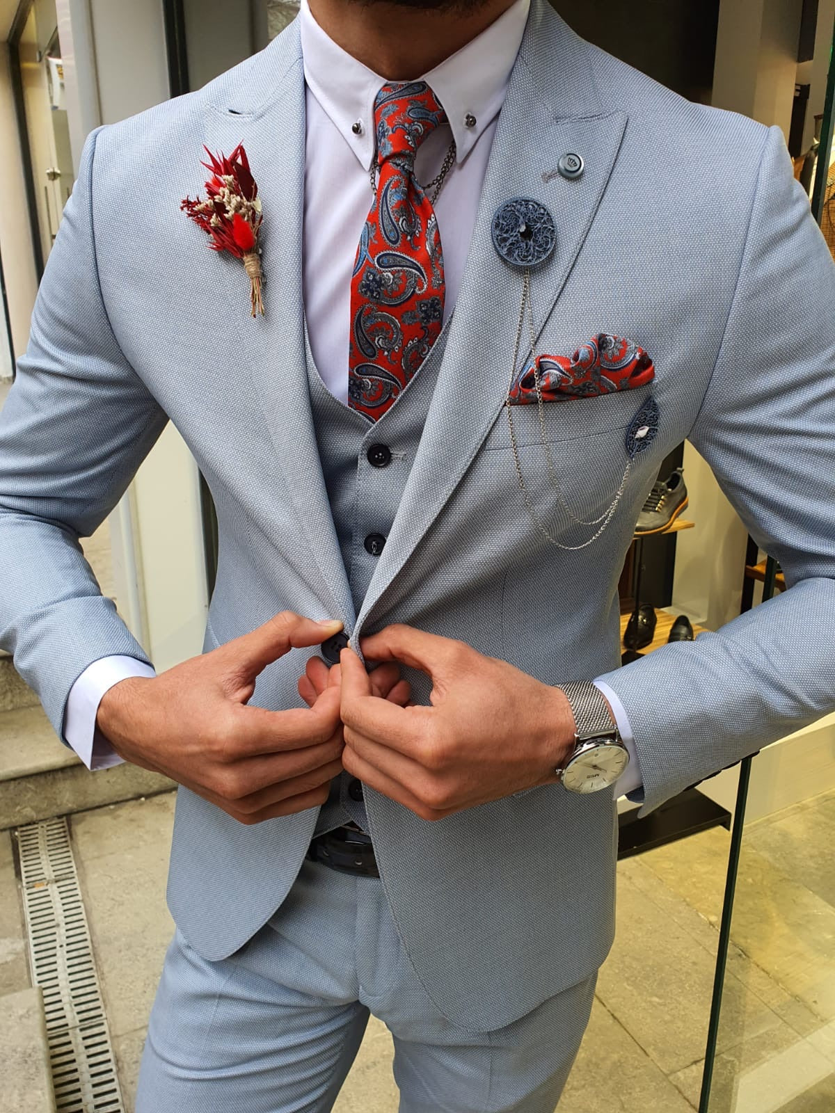 Olympia Blue Slim Fit Suit – The Perfect Choice for Every Occasion brabion