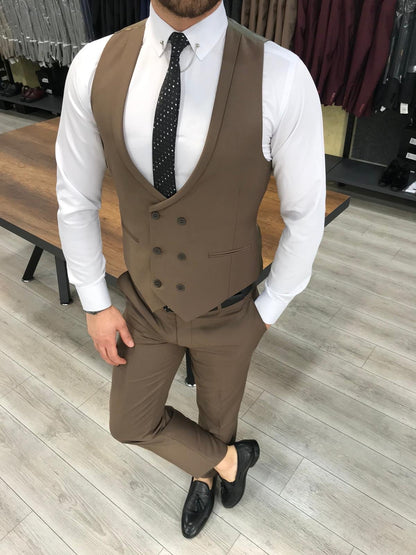 Louis Slim Fit Coffee Suit – Elegant Three-Piece Ensemble for Every Occasion BOJONI