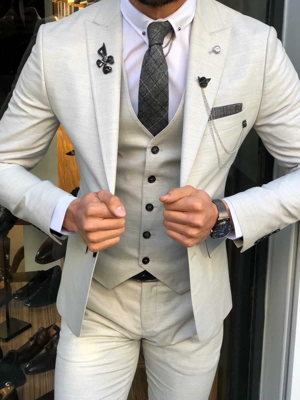 Olympia Gray Slim Fit Suit - Versatile Elegance for Every Occasion brabion