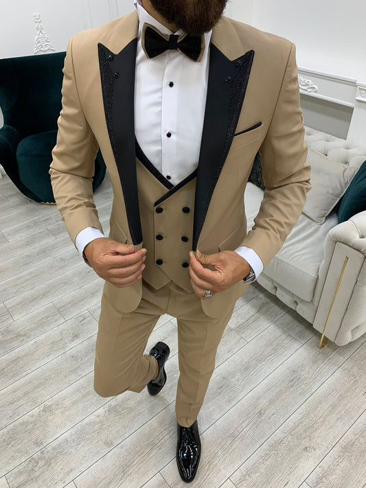Lazio Golden Slim Fit Peak Lapel Tuxedo for Distinct Elegance