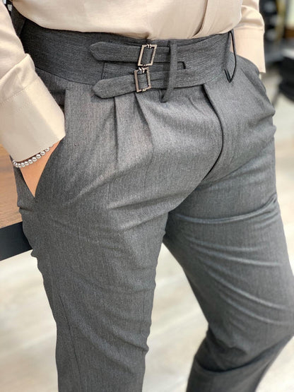 Jake Gray Double Pleated Buckled Slim Pants