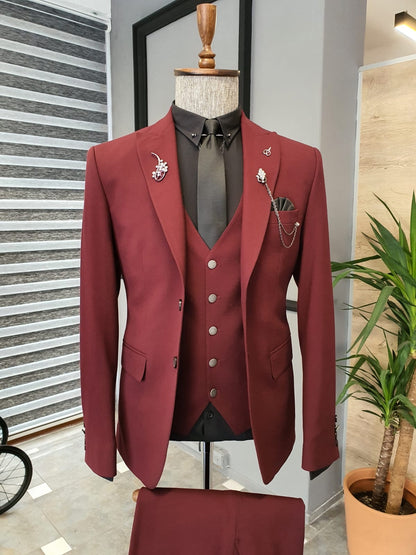 Napoli Red Slim Fit Suit – Elevate Your Wardrobe brabion