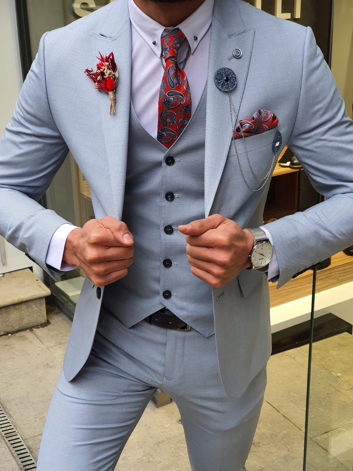 Olympia Blue Slim Fit Suit – The Perfect Choice for Every Occasion brabion
