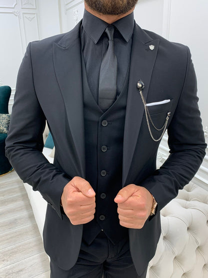 Lance Black Slim Fit Suit - Versatile Three-Piece Ensemble for Any Occasion