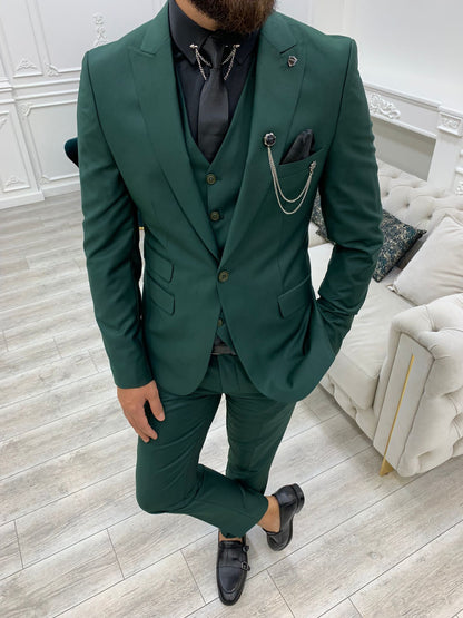 Wilson Green Slim Fit Peak Lapel Suit - Elevate Your Style