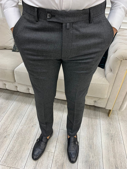 Grey Italian Style Slim Fit Trousers for Men