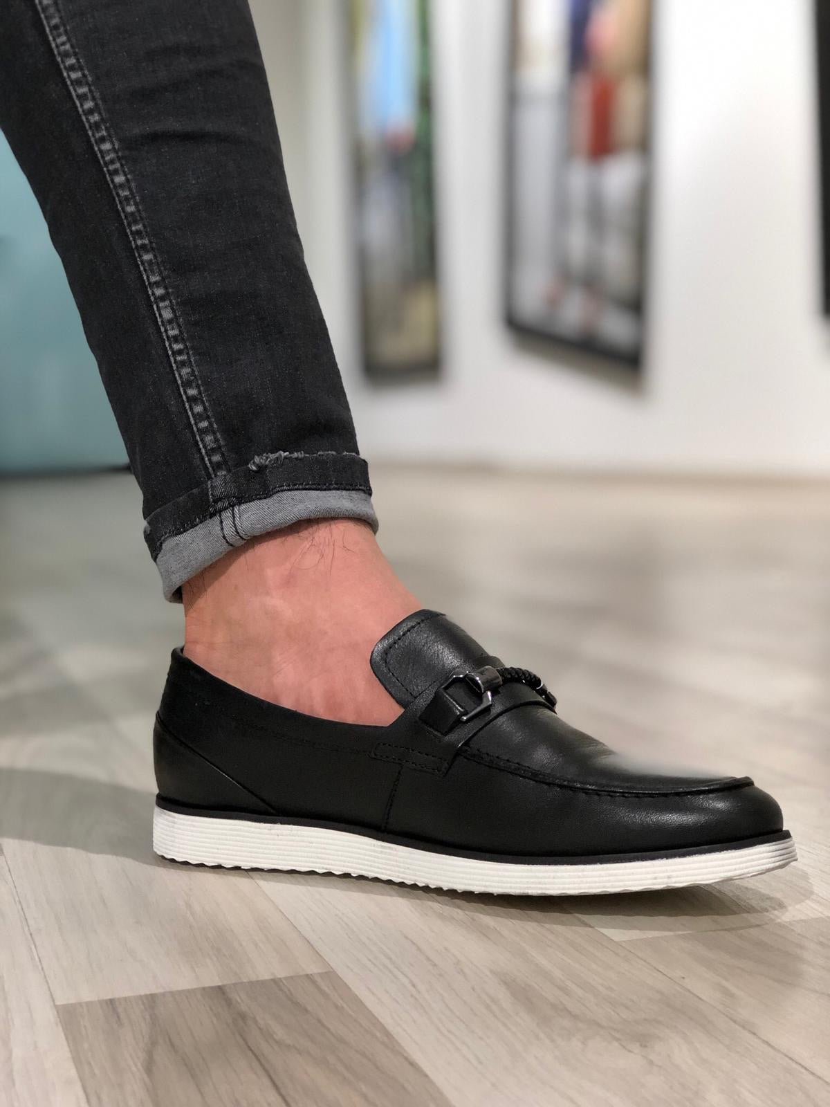 Heritage Buckle Detail Black Loafer