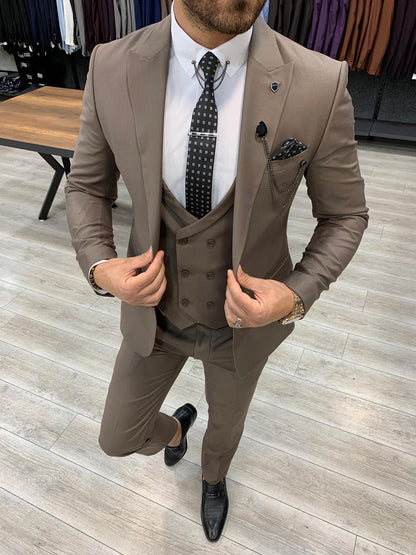 Eros Brown Slim Fit Wool Suit - Elevate Your Style BOJONI