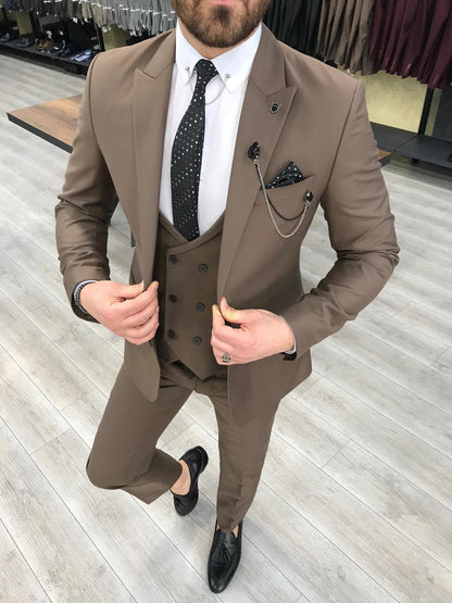 Louis Slim Fit Coffee Suit – Elegant Three-Piece Ensemble for Every Occasion BOJONI
