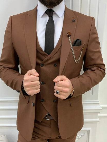 Stefano Tile Slim Fit Suit - Elegant Three-Piece Ensemble brabion