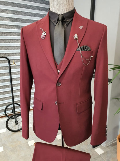 Napoli Red Slim Fit Suit – Elevate Your Wardrobe brabion