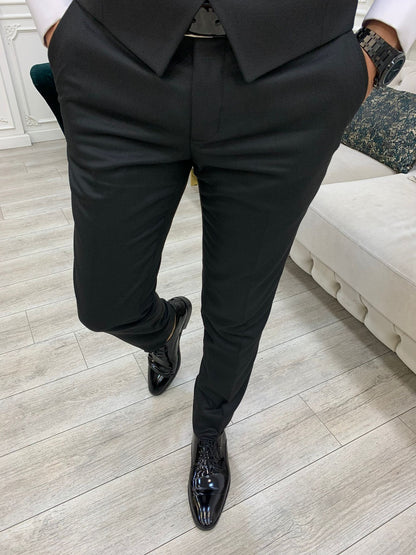 Forte Black Slim Fit Shawl Lapel Wedding Suit