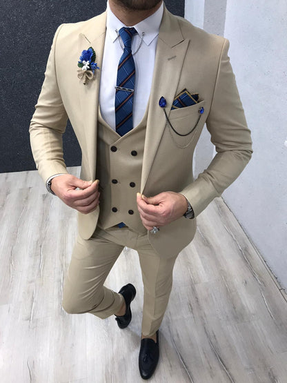 Lancaster Cream Slim Fit Suit for Modern Men brabion