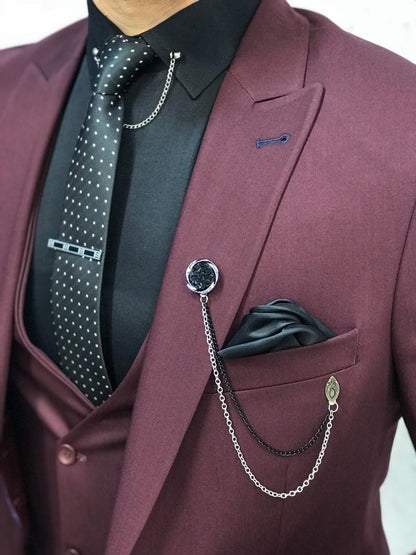 Lancaster Burgundy Slim Fit Suit - Timeless Elegance for Every Occasion brabion